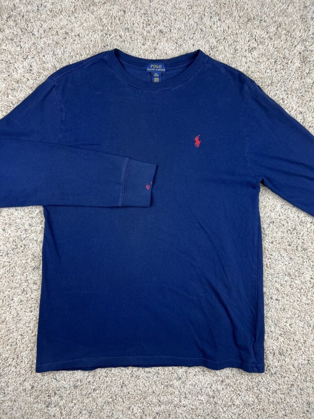 Polo Ralph Lauren Long Sleeve Shirt Boys Size XL 18-20 Crew Neck Navy Blue